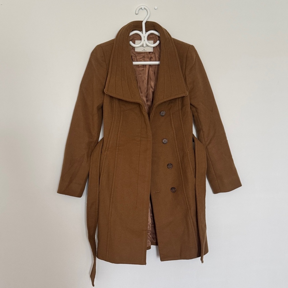 Babaton Tan Double-Breasted Trench Coat